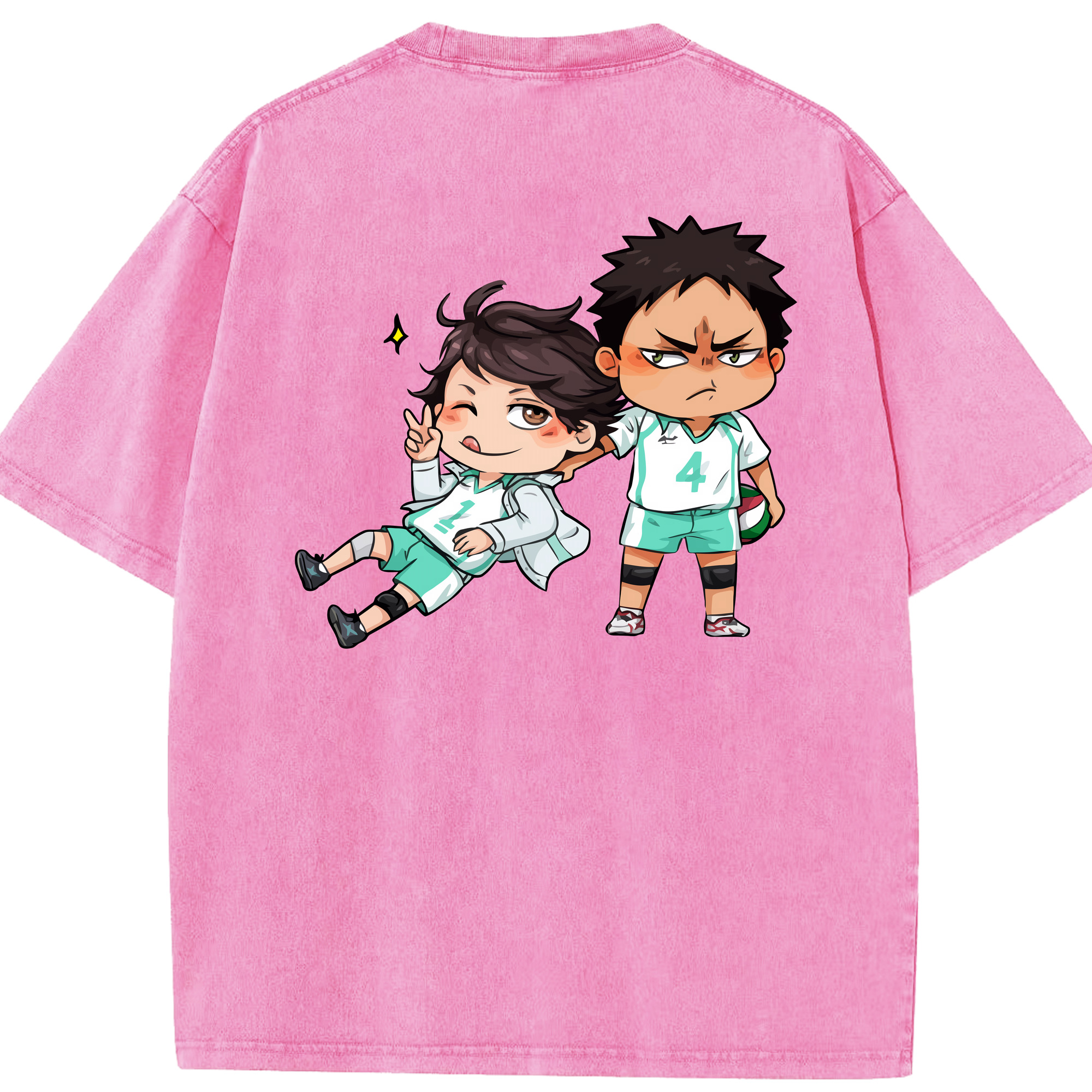 （画像用） ハイキュー!! Haikyu!! 綿100% ヴィンテージ風 半袖Tシャツ（背面プリント）